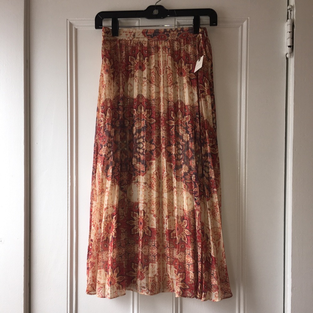 Anthropologie Pleated Print Skirt